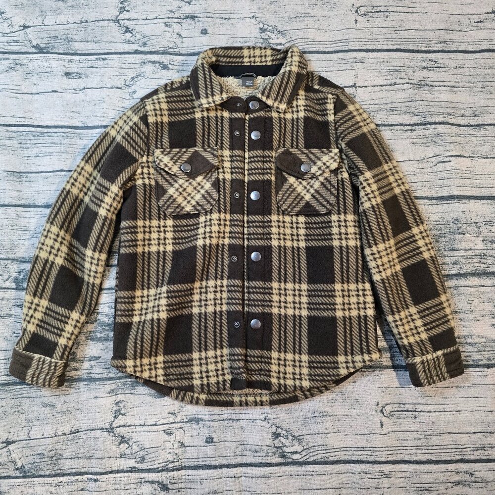 Eddie Bauer Faux Sherpa Lined Boys Fleece Shirt Jacket Size 6/7 Shacket